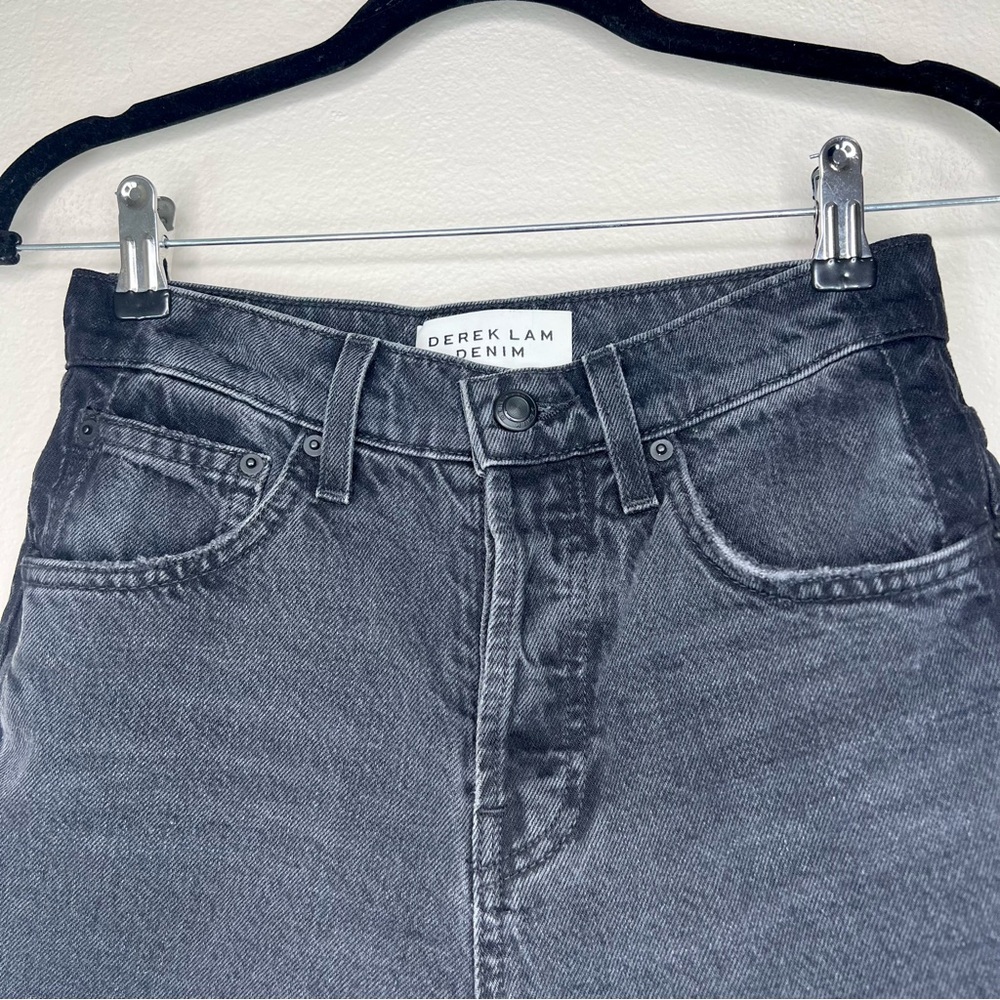 Derek Lam 10 Crosby DREW Two-Tone Black Denim High Rise Cut Off Jean Shorts - Picture 5 of 14